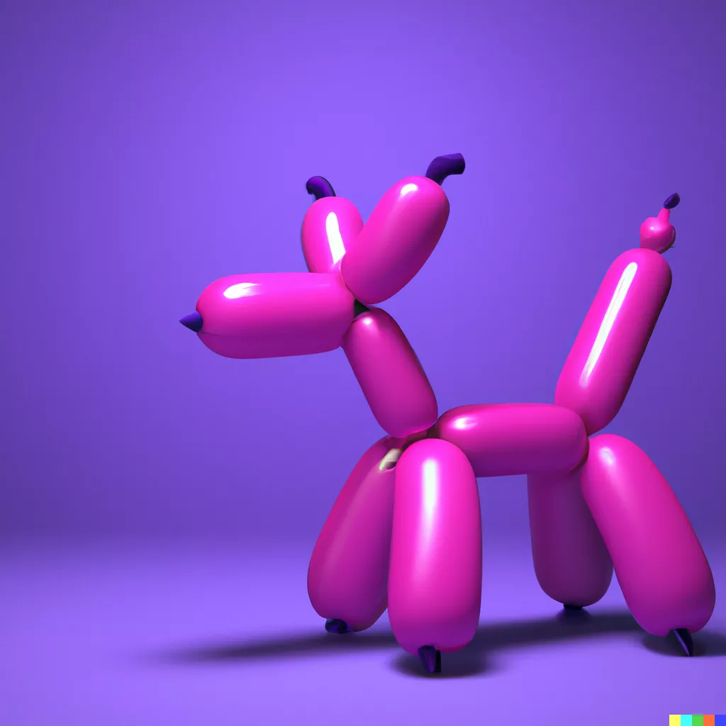 DALL·E 2023-05-30 10.22.54 - 3D render of a pink balloon dog in a violet room.png