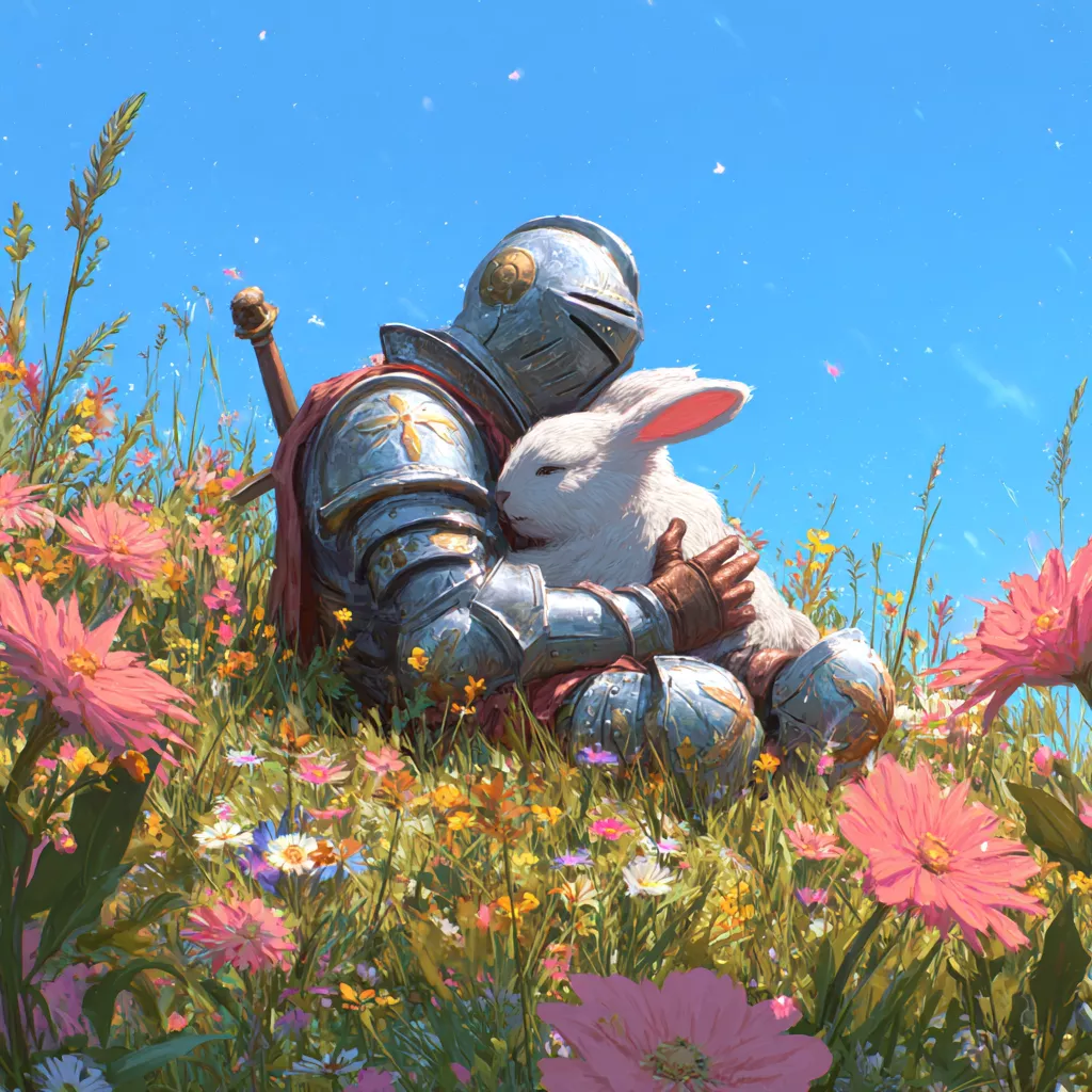 wbsoft_A_knight_in_shining_armor_hugging_a_cute_rabbit_in_a_vib_5739155d-0b02-413e-9259-156fd64331ac.png