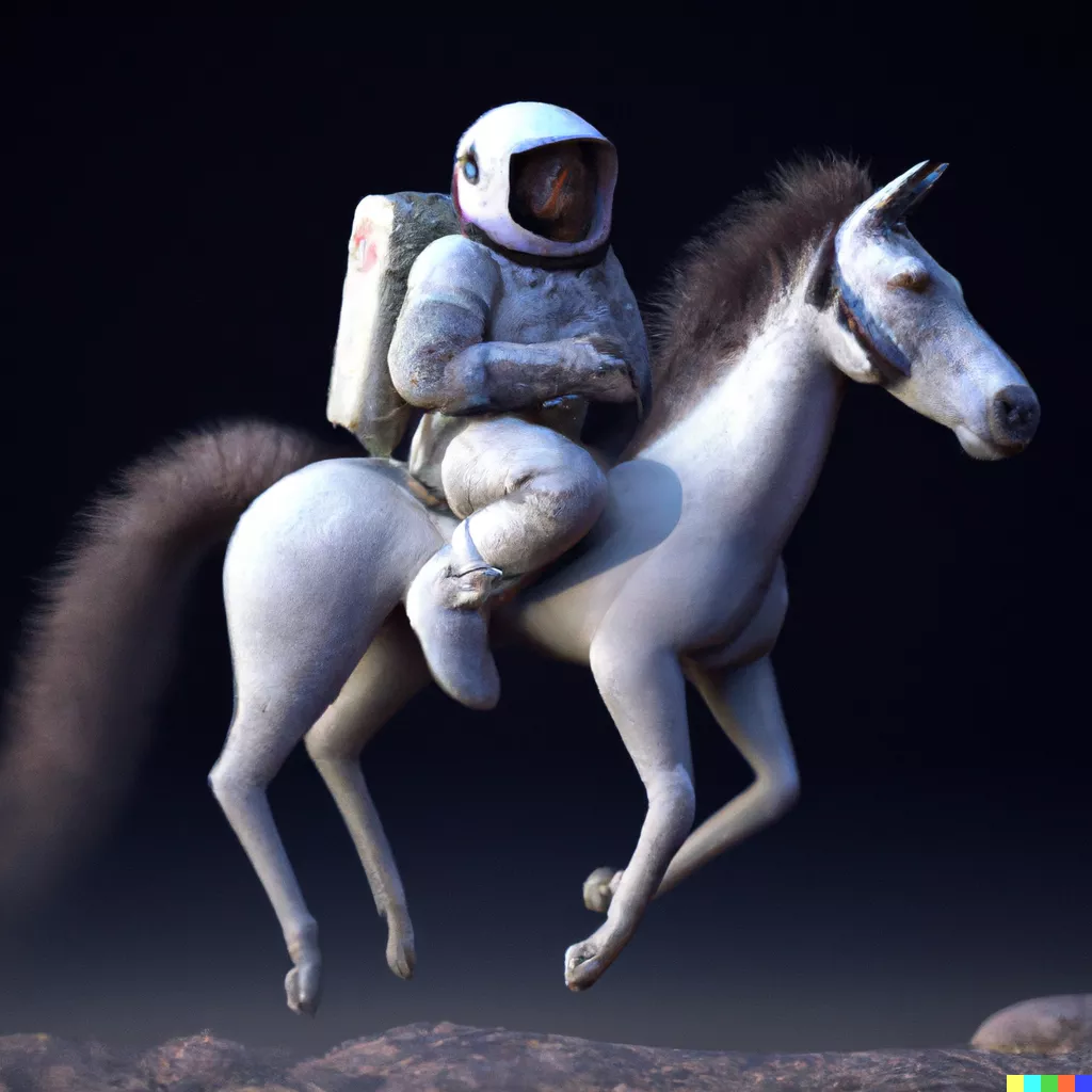 DALL·E 2023-05-30 10.26.27 - A 3D render of an astronaut is traveling in space on a horse. a hyperrealistic description.png