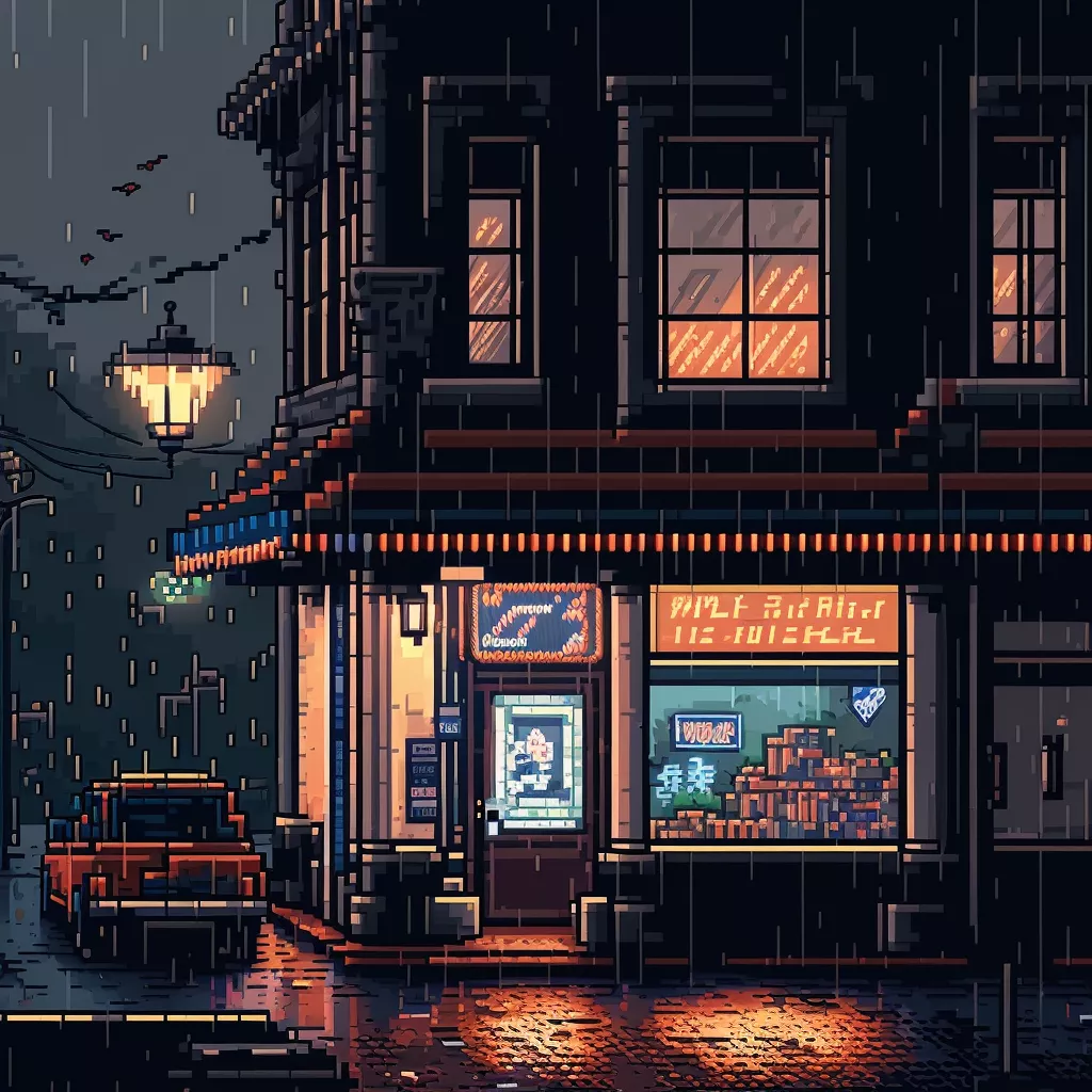 wbsoft_6-bit_pixel_art_outside_of_cafe_on_rainy_day_light_comin_2bc12626-6dbe-4ddf-899b-383ed78f6761.png