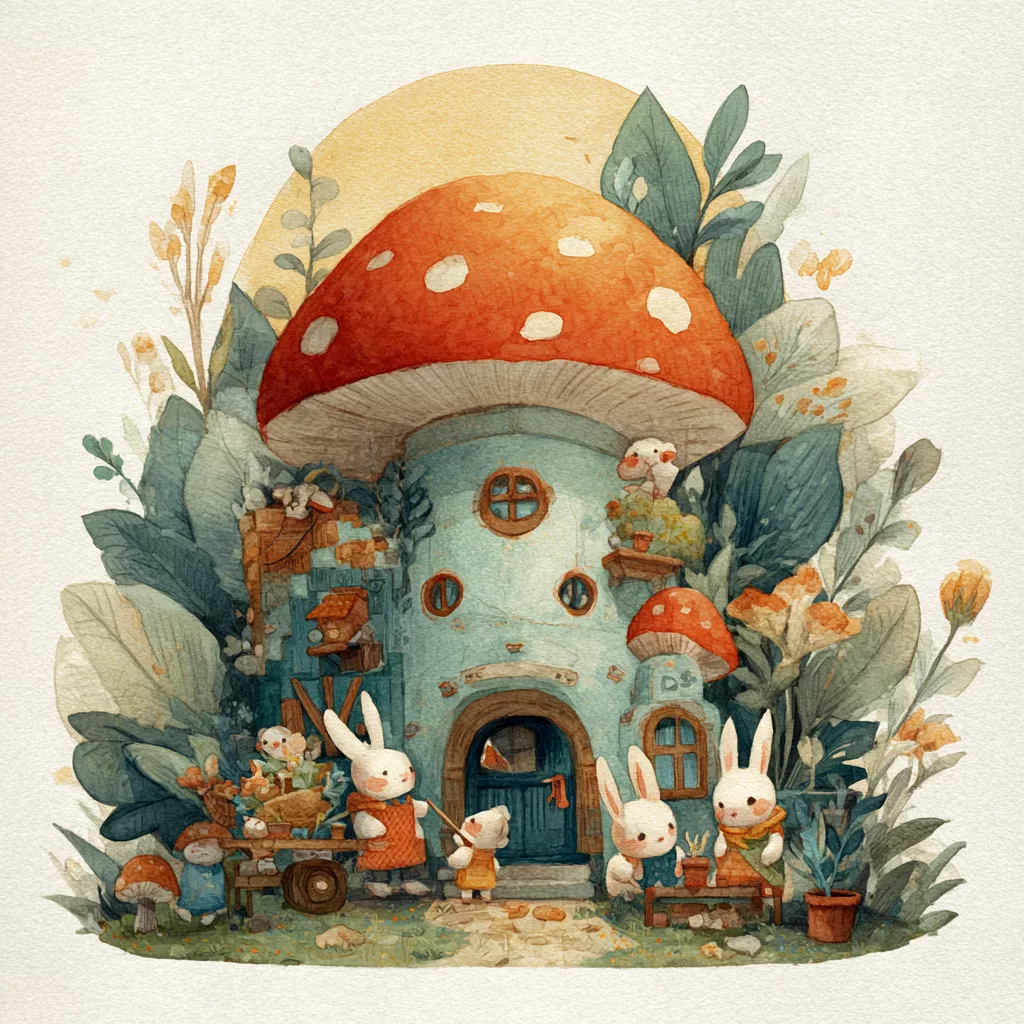wbsoft_a_cute_mushroom_house_with_a_red_cap_and_white_spots_sur_751859fc-1afa-4680-8782-073f39628769.png