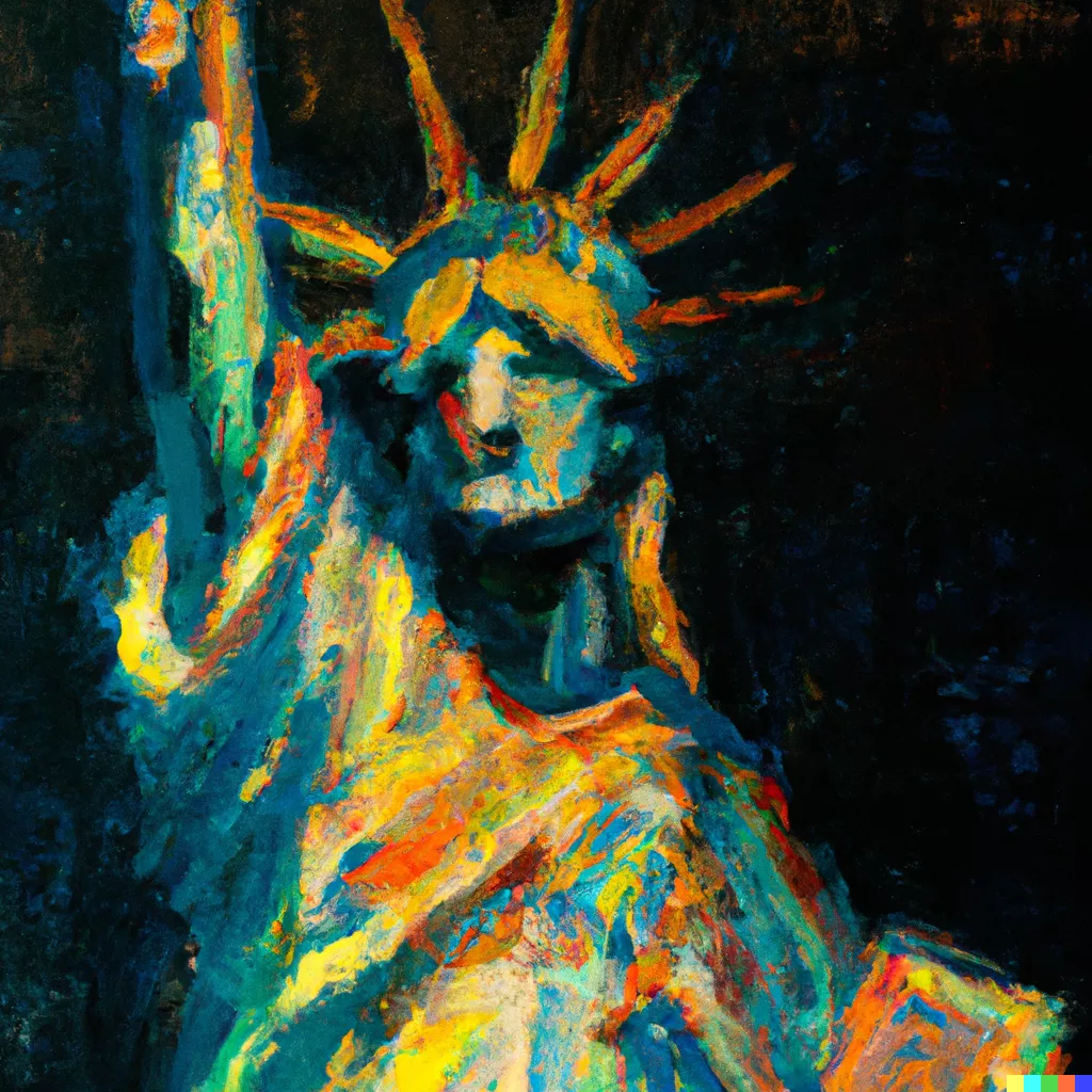 DALL·E 2023-05-12 18.26.14 - Statue of Liberty in New York painted by Gustav Klimt.png