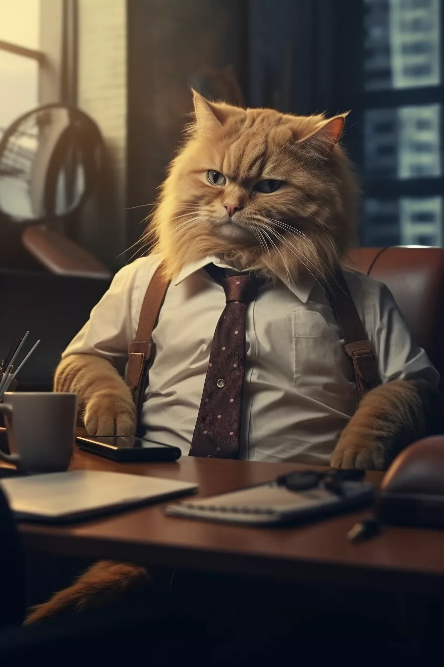 wbsoft_cat_is_working_at_the_office_acting_like_human_photoreal_46b52520-1f77-4f1f-9abd-a77f2d2d17e6.png