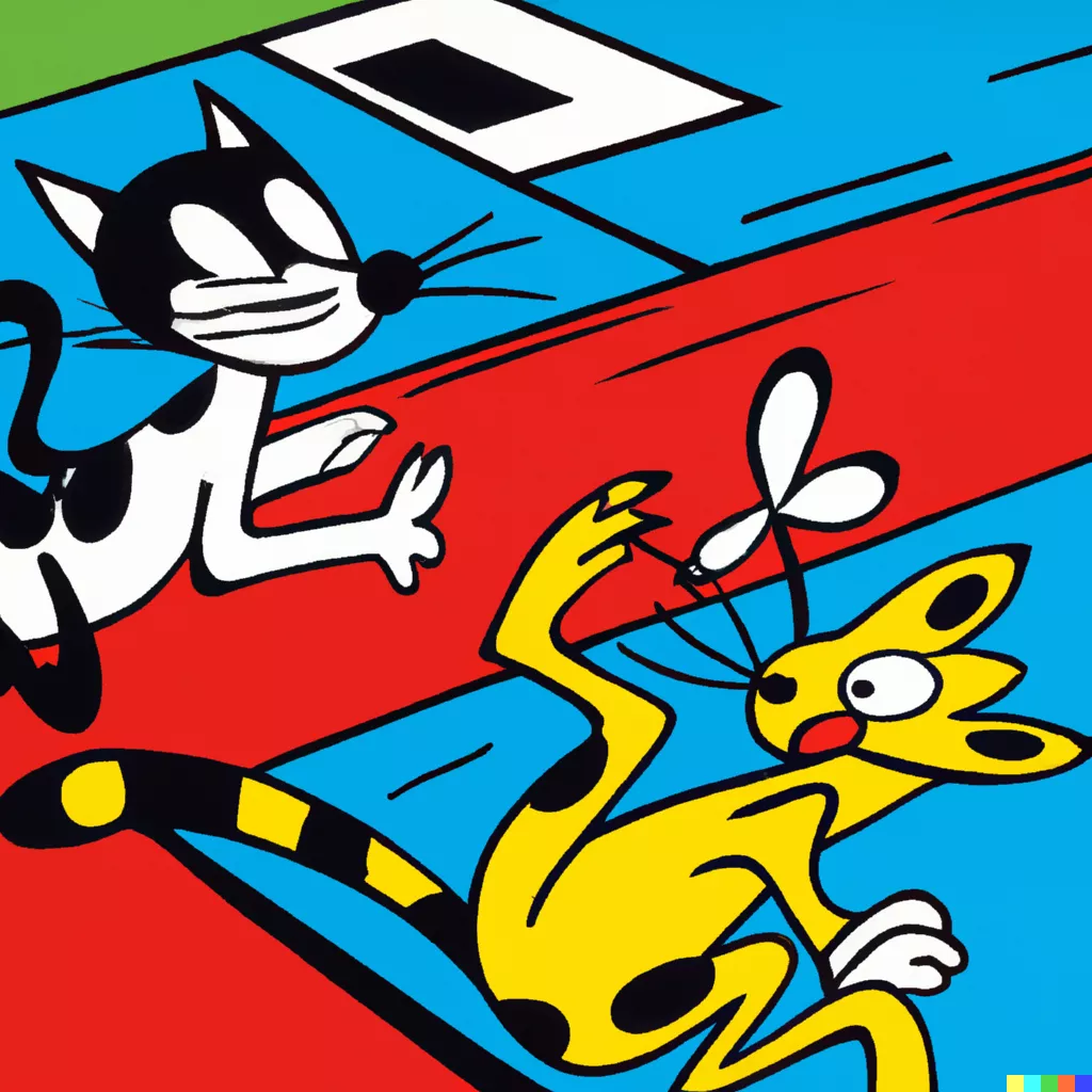 DALL·E 2023-07-01 00.08.30 - Tom and Jerry by painting Roy Fox Lichtenstein.png