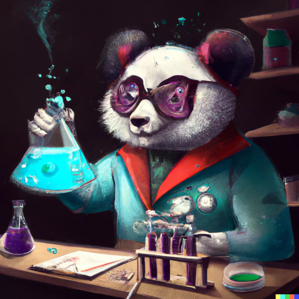 DALL·E 2023-11-20 13.35.01 - panda mad scientist mixing sparkling chemicals, digital art.png