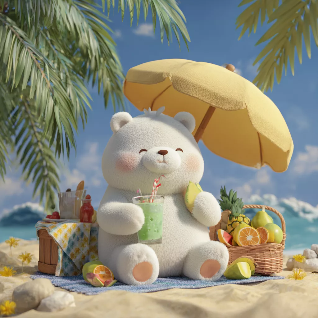 wbsoft_a_cute_chubby_white_bear_relaxing_under_a_yellow_beach_u_c18c3cb6-d2eb-4b75-a53e-932a0987d964.png