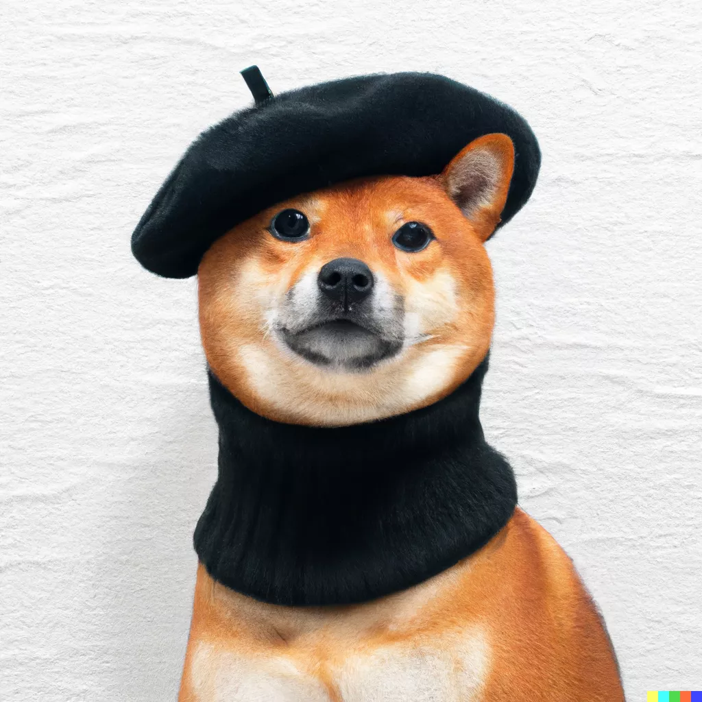 DALL·E 2023-09-21 12.55.05 - A Shiba Inu dog wearing a beret and black turtleneck.png