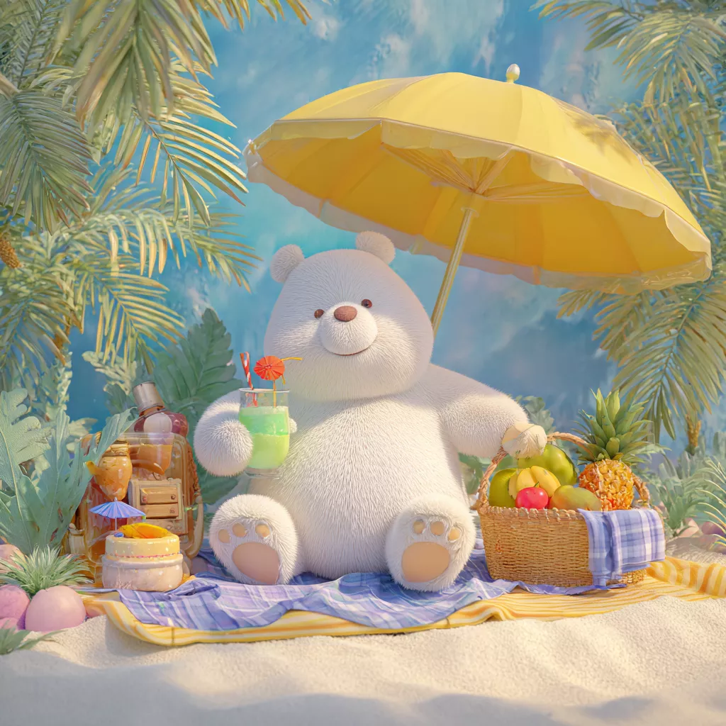 wbsoft_a_cute_chubby_white_bear_relaxing_under_a_yellow_beach_u_0a6107a2-d0a0-426d-8508-c4d1e14de71d.png