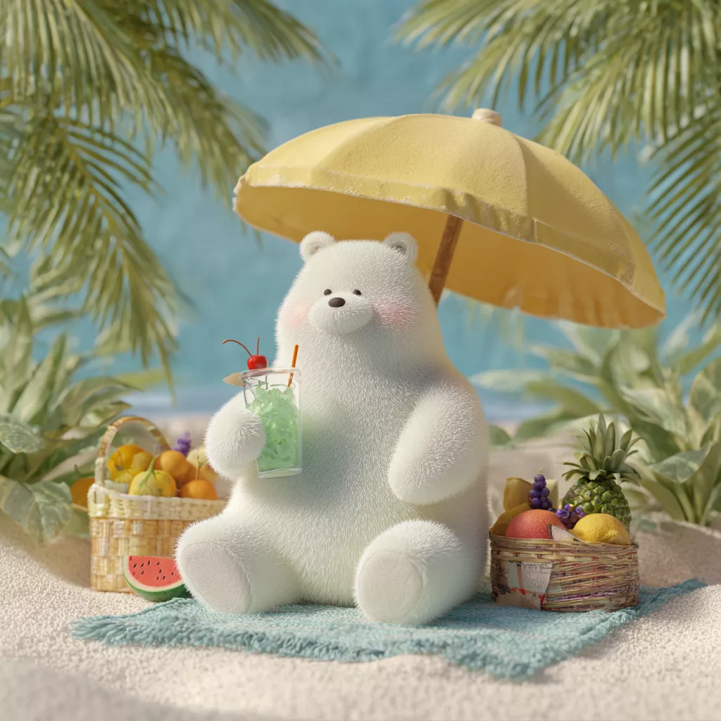 wbsoft_a_cute_chubby_white_bear_relaxing_under_a_yellow_beach_u_388af402-1a0a-46bc-a0ab-fdb0fbd0c642.png