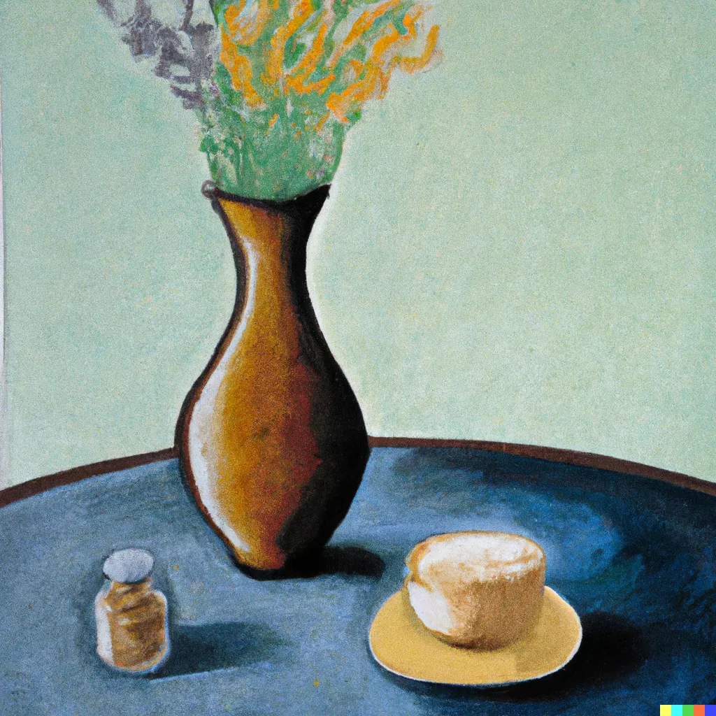 DALL·E 2023-05-30 10.16.22 - Vase and coffee on the round table by painting Vincent van Gogh.png