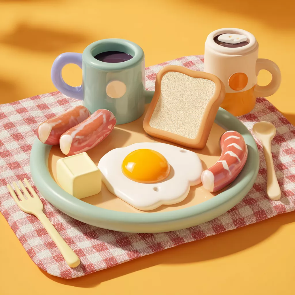 wbsoft_cute_stylized_breakfast_set_on_a_checkered_tablecloth_in_2f514f95-433a-4f69-91db-509083a10a70.png