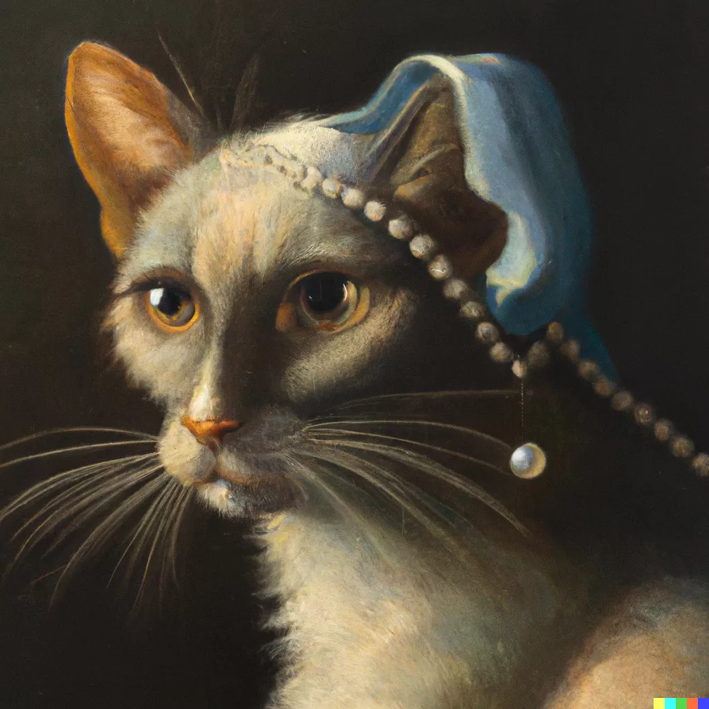 DALL·E 2023-05-25 18.19.40 - _An cat with pearl earrings_ by Johannes Vermeer.png