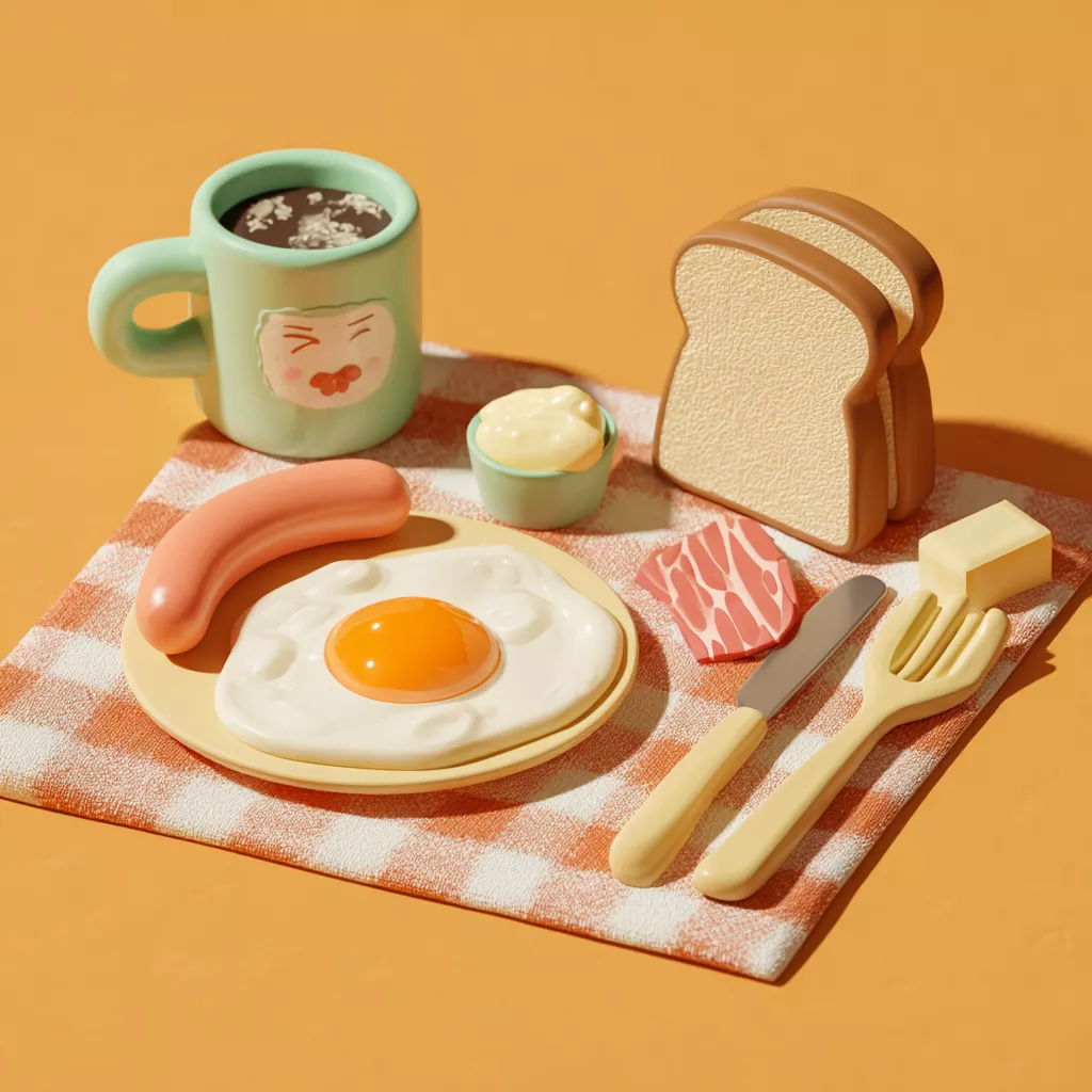 wbsoft_cute_stylized_breakfast_set_on_a_checkered_tablecloth_in_de68c87d-6e37-4c16-a6e2-de5f46a59d8f.png